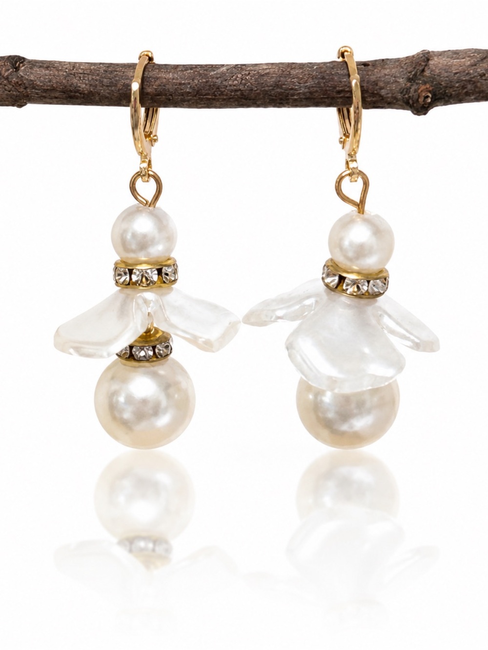 Pearl Flower Drop Earrings Romantic Fairycore Leverbacks